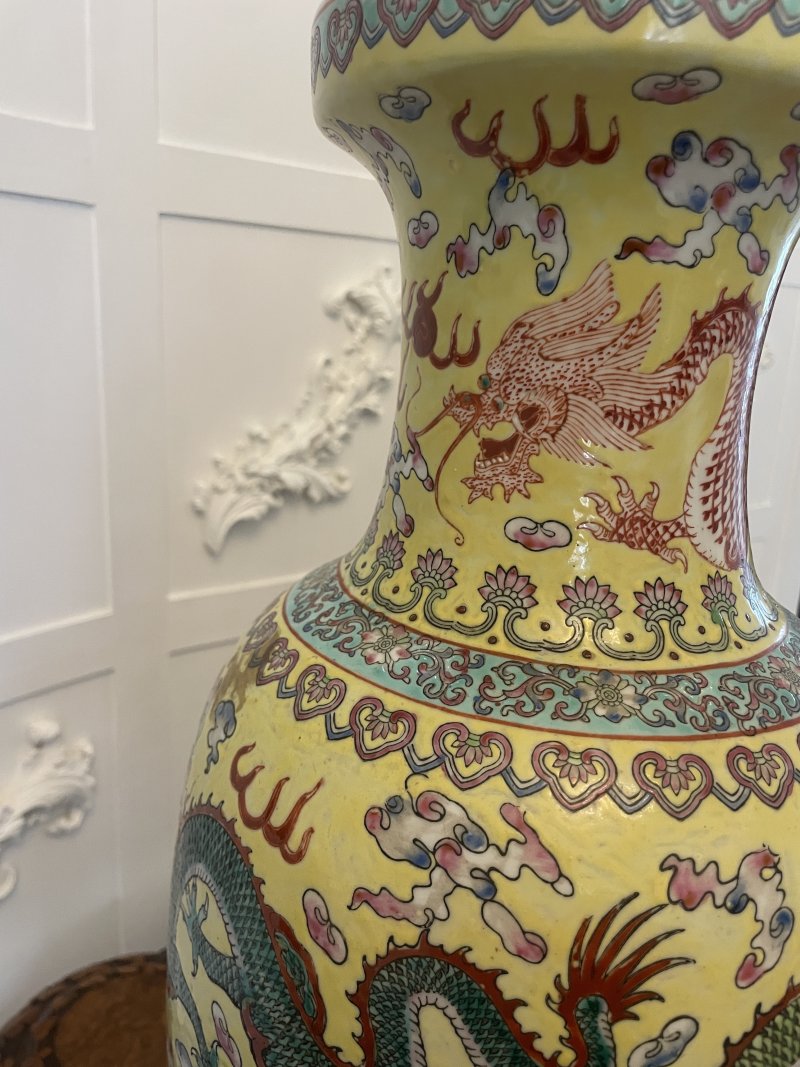 Large Pair of Antique 19th Century Chinese Porcelain Vase Lamps 105 x 24 cm - Image 13